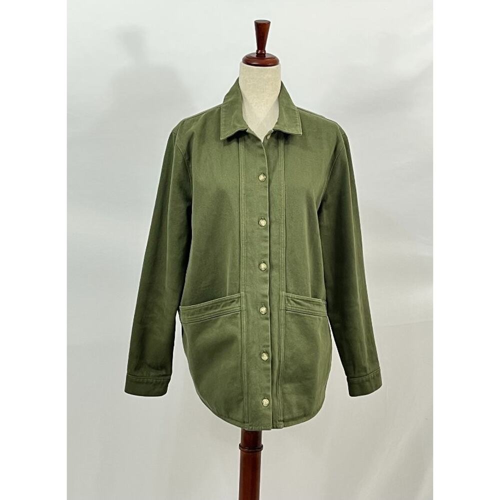SEZANE Sz L Large Olive Green Will Jacket Coat Cotton - Picture 8 of 11
